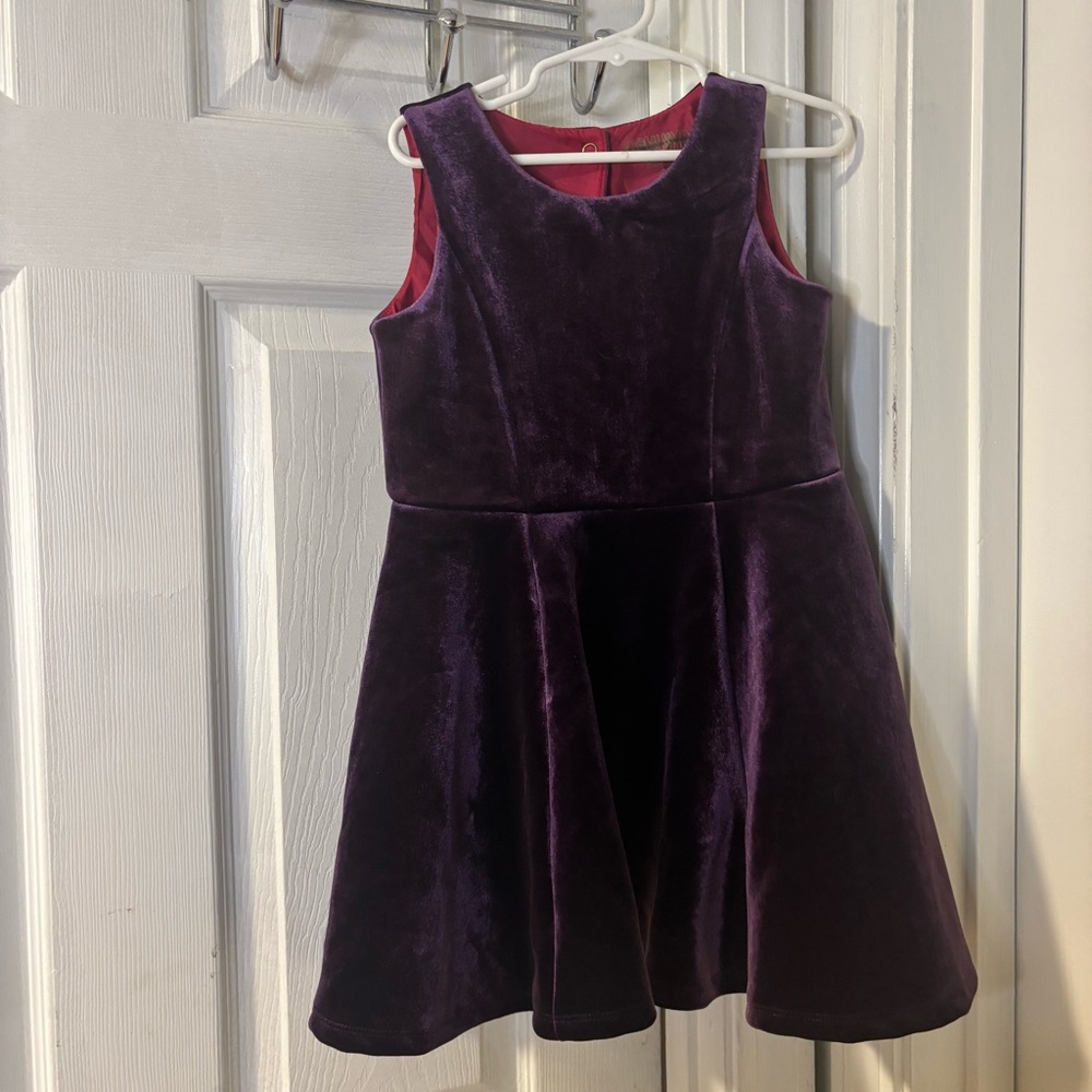 Genuine Kids by OshKosh Girls Purple Velvet Velour Sleeveless Dress Size 6